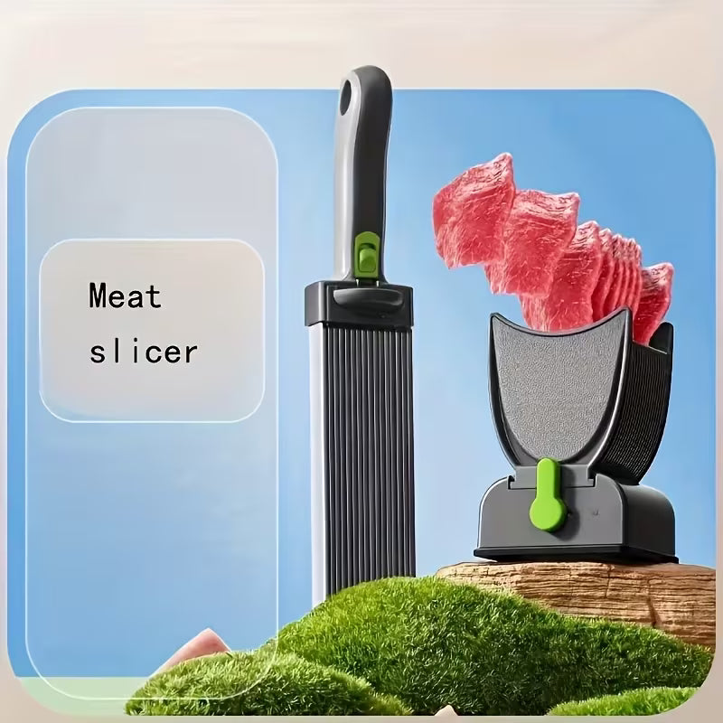Manual Meat Slicer with Stainless Steel Blades - Efficiently Cuts Beef, Lamb, Fish into Thin Slices or Strips - Ergonomic Design for Easy Use in Kitchen, Kitchen Slicer|Ergonomic Kitchen Tool|Durable Kitchen Gadget
