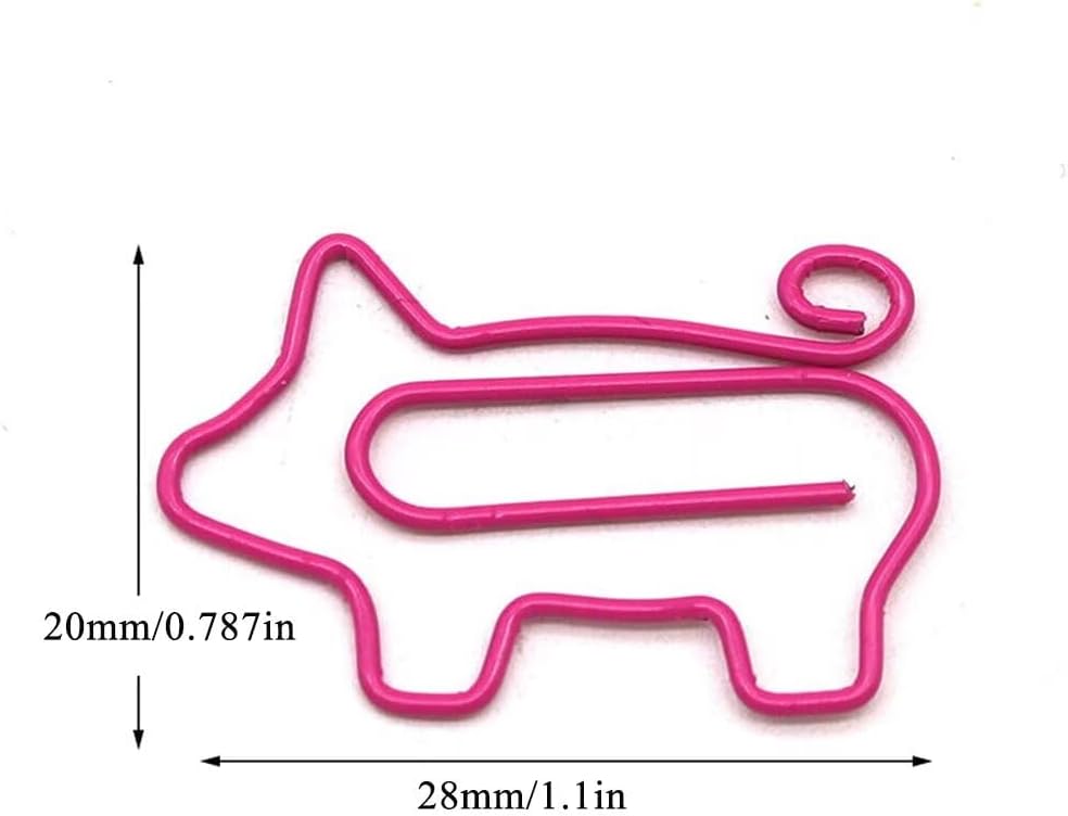 100 PCS Pink Pig Shaped Metal Clips Small Paper Clips Cute Cartoon Animals Note Clips Decorative Bookmark Clips for School Office Home Paper Files