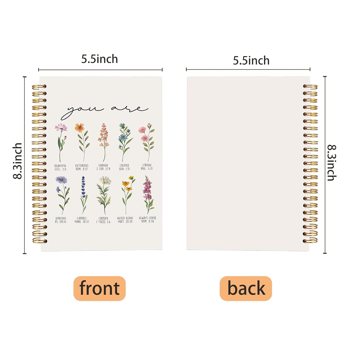 Flower Christian Spiral Notebook 5.5x8.3, You Are Bible Journaling Notebooks, Prayer Journal for Woman, Bible Verse Notebooks for Note Taking, Religious Scripture Journals for Writing