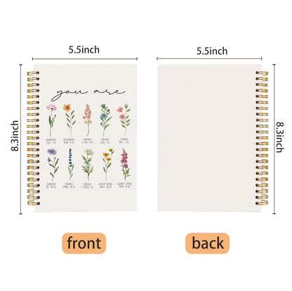 Flower Christian Spiral Notebook 5.5x8.3, You Are Bible Journaling Notebooks, Prayer Journal for Woman, Bible Verse Notebooks for Note Taking, Religious Scripture Journals for Writing