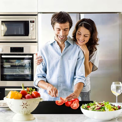 Large Black High-Tenacity PET Cutting Board with Protective Lip - Food-Safe Durable Countertop Protector for Kitchen Essentials, Scratch-Resistant Easy-Clean Design, Ideal for Holiday Gifts (Labor Day, Easter, Mother’s Day)