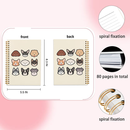 Cute Dog Notebook Journal, Cute Dogs Journaling Notebooks for Women Girls Work School Office Supplies, Gifts for Dog Lovers, 5.5x8.3