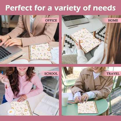 Cute Pink Preppy Cat Journal Notebook, Journaling Notebooks for Women Girls Work School Office Supplies, Gifts for Cat Lovers, Hardcover Journal Lined Notebook Spiral, 5.5x8.3