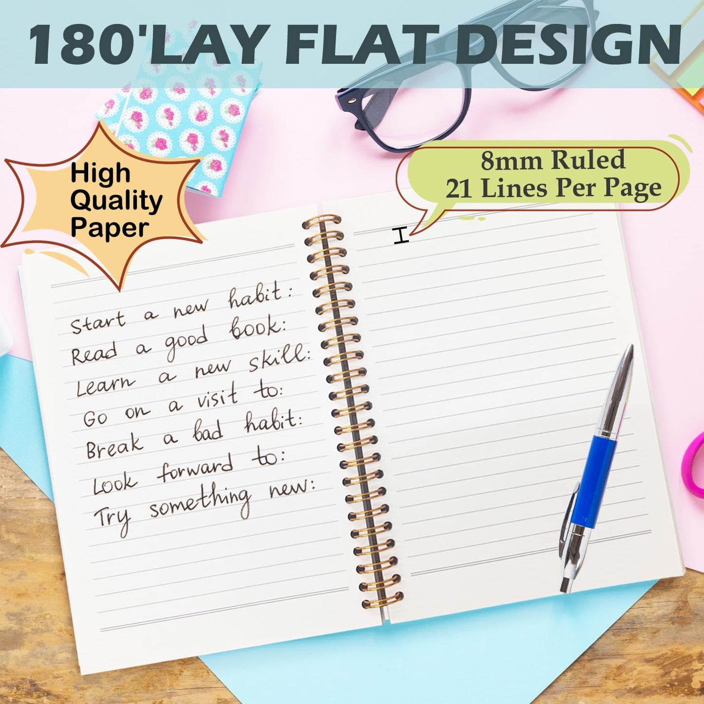 Blue Tulip Floral Christian Spiral Notebooks, Nehemiah 8:18 Bible Verses Journaling Notebook, Religious Notebook for Note Taking, Christian Gifts for Women, Scripture Journal, 5.5x8.3 Inch