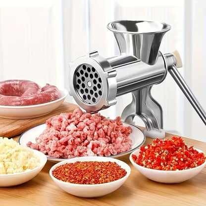 Manual Meat Grinder with Table Clamp - Heavy-Duty Stainless Steel Hand Crank Food Processor, No Electricity Needed, for Ground Meat, Vegetables, Spices