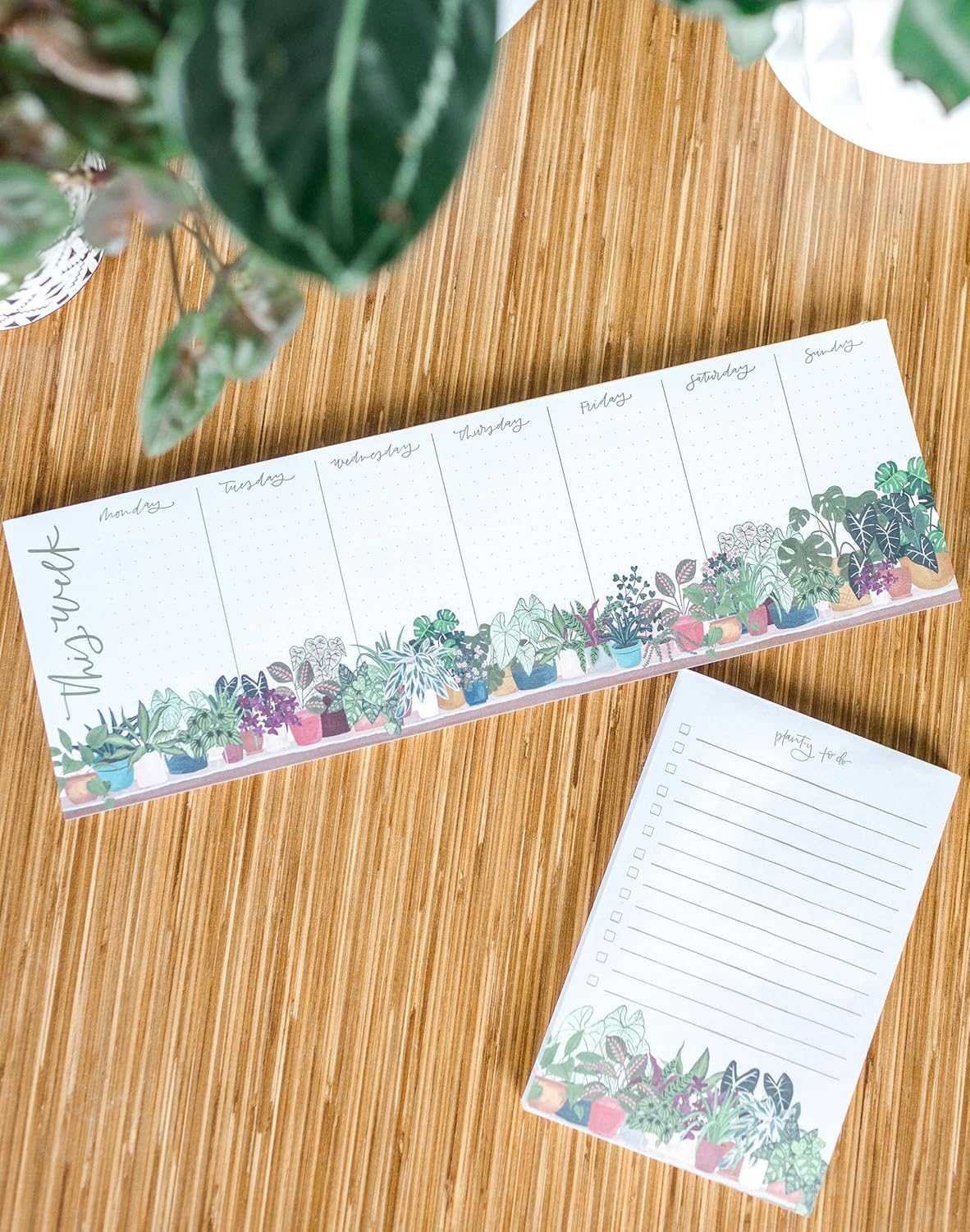 Houseplants Planty To Do List Notepad, Plants Design Note Pads with Tickbox, Weekly or Daily Checklist Reminder, Daily Planner Lined Notepad
