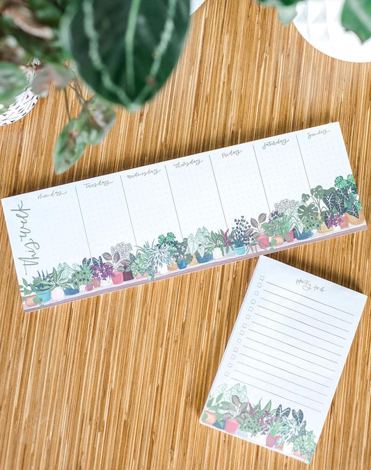 Houseplants Planty To Do List Notepad, Plants Design Note Pads with Tickbox, Weekly or Daily Checklist Reminder, Daily Planner Lined Notepad