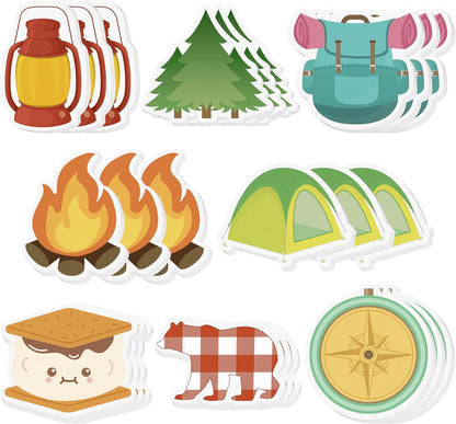 24 Pcs Camping Sticky Notes Outdoor Adventure Travel Self-Stick Adhesive Memo Pads Hiking Tent Smores Writing Notepads Gifts School Office Stationery Supplies for Camper Kids Students, 480 Sheets