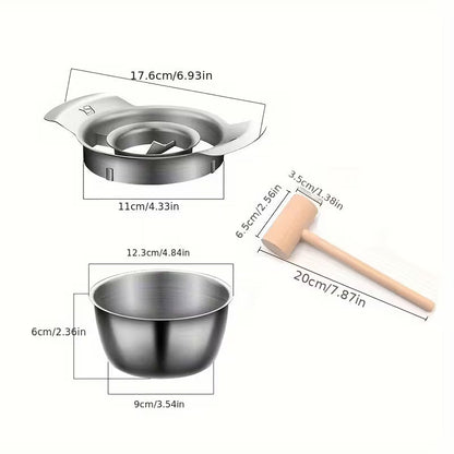 3-in-1 Pomegranate Peeling Tool with Hammer - Heavy-Duty 304 Stainless Steel Meat Picker, Fruit Opening Knife & Separator - Manual Pomegranate Picker for Home