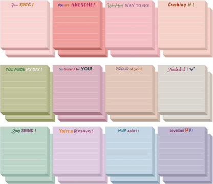 24 Pcs Inspirational Sticky Notes Christmas Stocking Stuffers Motivational Stick Notepads Cute Employee Appreciation Bulk Gifts for Nurse Teacher Coworkers Office Supplies 3 x 3'' (Morandi Color)