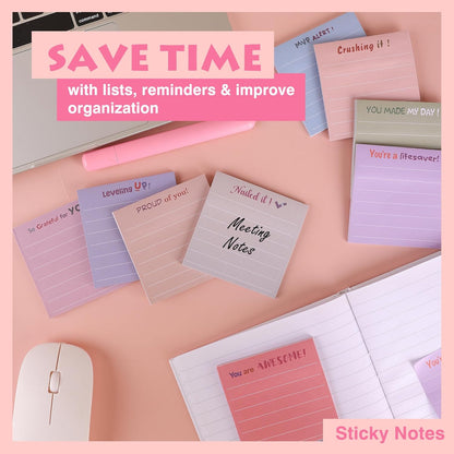 24 Pcs Inspirational Sticky Notes Christmas Stocking Stuffers Motivational Stick Notepads Cute Employee Appreciation Bulk Gifts for Nurse Teacher Coworkers Office Supplies 3 x 3'' (Morandi Color)