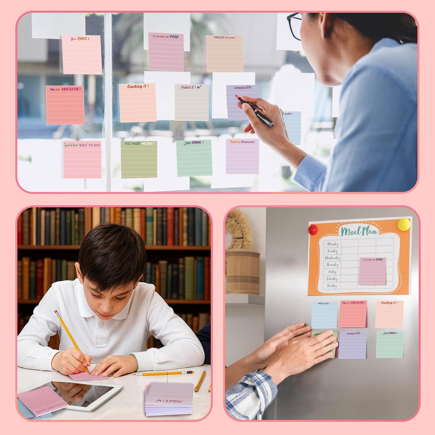 24 Pcs Inspirational Sticky Notes Christmas Stocking Stuffers Motivational Stick Notepads Cute Employee Appreciation Bulk Gifts for Nurse Teacher Coworkers Office Supplies 3 x 3'' (Morandi Color)