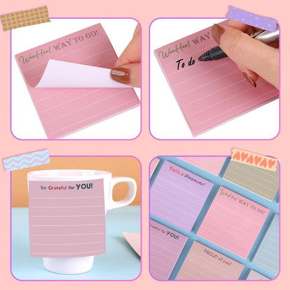 24 Pcs Inspirational Sticky Notes Christmas Stocking Stuffers Motivational Stick Notepads Cute Employee Appreciation Bulk Gifts for Nurse Teacher Coworkers Office Supplies 3 x 3'' (Morandi Color)