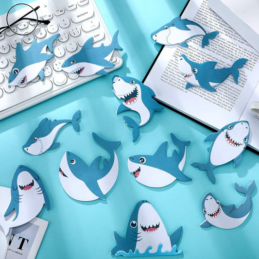 24 Pcs Ocean Sea Animal Shark Sticky Notes Bulk Cute Ocean Shark Notepads Birthday Party Favor Supplies Decorations for Prize Office Stationery