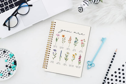 Flower Christian Spiral Notebook 5.5x8.3, You Are Bible Journaling Notebooks, Prayer Journal for Woman, Bible Verse Notebooks for Note Taking, Religious Scripture Journals for Writing