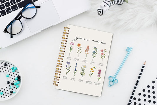 Flower Christian Spiral Notebook 5.5x8.3, You Are Bible Journaling Notebooks, Prayer Journal for Woman, Bible Verse Notebooks for Note Taking, Religious Scripture Journals for Writing