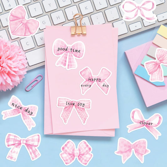 240Pcs Pink Bow Sticky Notes, Self-Adhesive Notepads Sticky Notes, Cute Memo Pad,Funny Cartoon Page Markers Classroom Rewards Birthday Theme Party Gift Stuffers Kids Gifts