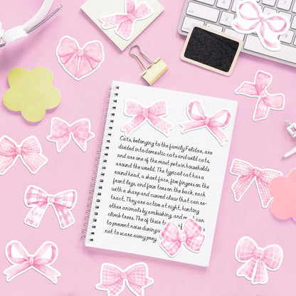 240Pcs Pink Bow Sticky Notes, Self-Adhesive Notepads Sticky Notes, Cute Memo Pad,Funny Cartoon Page Markers Classroom Rewards Birthday Theme Party Gift Stuffers Kids Gifts