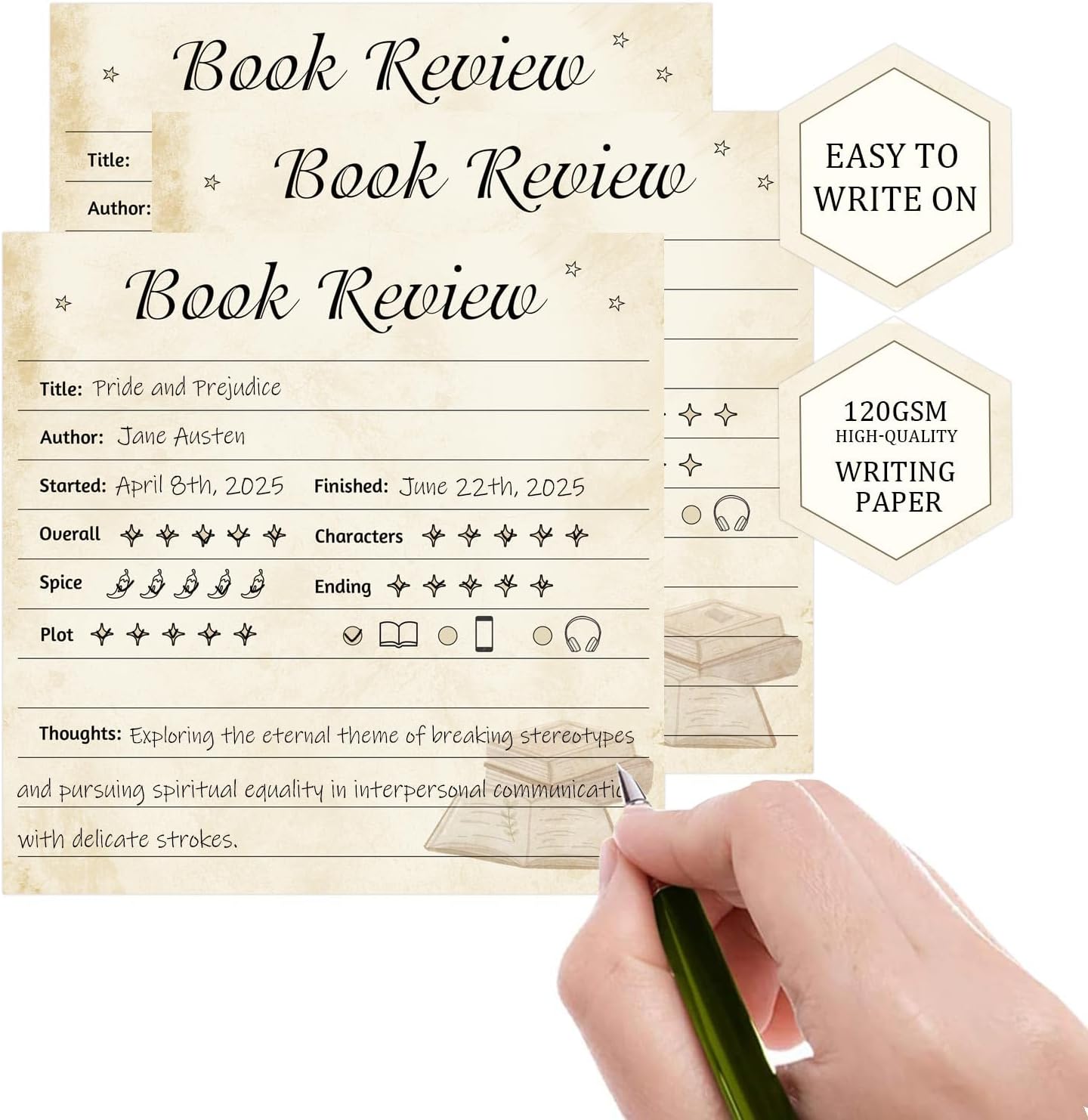 6 Pack Retro Book Review Sticky Notes Book Lovers&Readers Review Notepads 3 Inch-Self-Stick Note Pads for Reading Journals Book Review Tracker Reading Log for Bookworm Readers Students