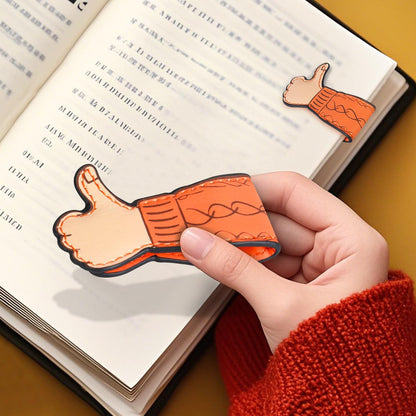 1 Pack Funny Magnetic Thumbs Up Bookmarks – Cute & Durable Leather Bookmark Page Markers, Strong Hold, Perfect for Book Lovers, Students & Office Use