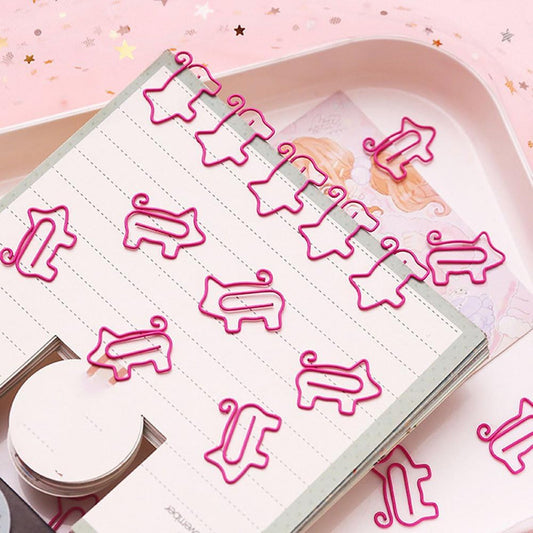 100 PCS Pink Pig Shaped Metal Clips Small Paper Clips Cute Cartoon Animals Note Clips Decorative Bookmark Clips for School Office Home Paper Files