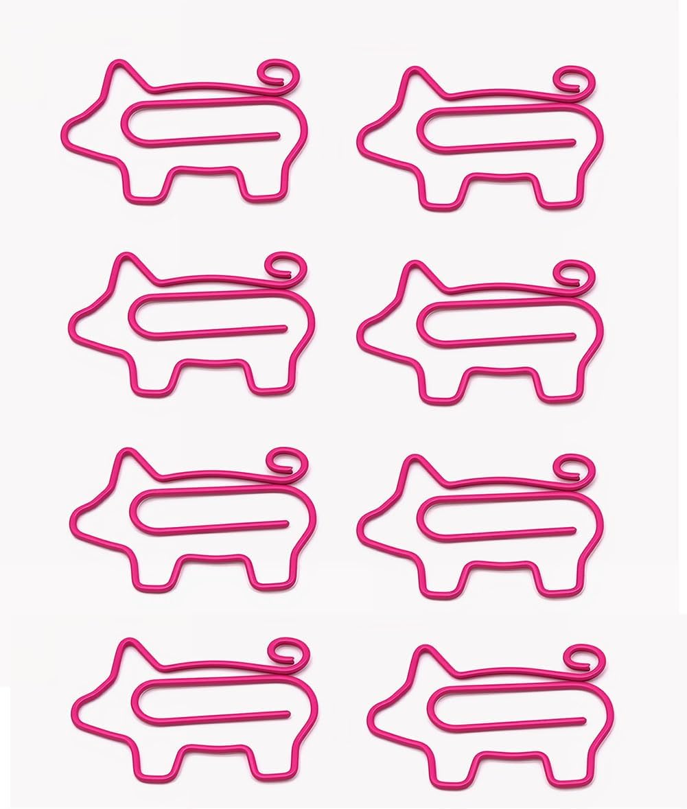 100 PCS Pink Pig Shaped Metal Clips Small Paper Clips Cute Cartoon Animals Note Clips Decorative Bookmark Clips for School Office Home Paper Files