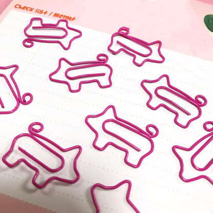 100 PCS Pink Pig Shaped Metal Clips Small Paper Clips Cute Cartoon Animals Note Clips Decorative Bookmark Clips for School Office Home Paper Files
