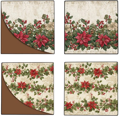 2 PC Bookmark 3.54 x 3.54 Inch Poinsettia and Holly Christmas Design Reading Page Marker Set with Red Floral Pattern for Students Teachers and Book Lovers Holiday Gift for Study Reading